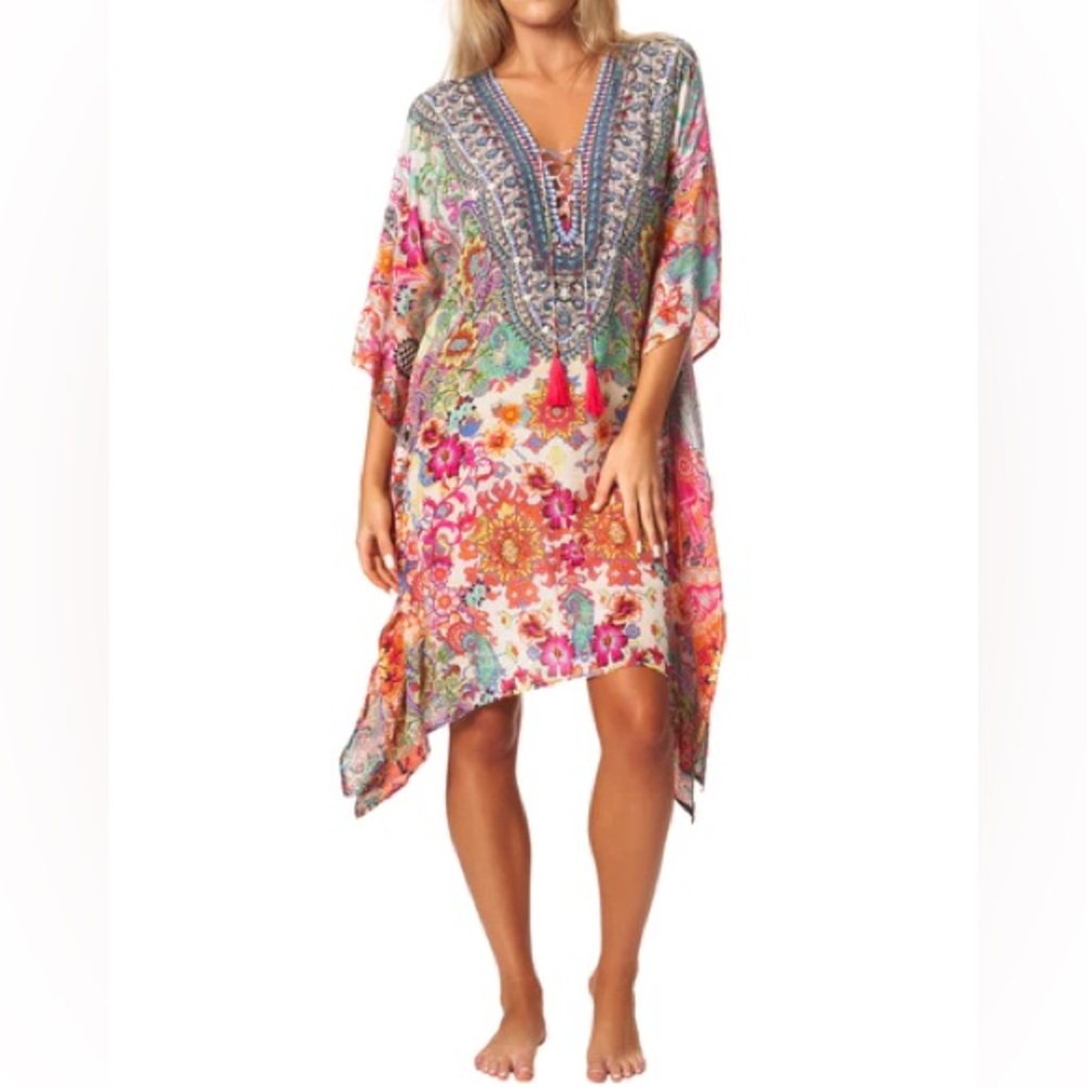 La moda true couleurs jeweled neck caftan dress